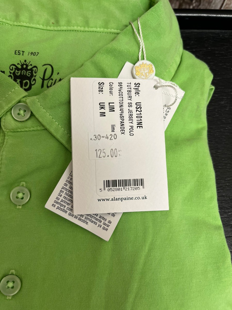 YON専用 Alan Paine England Tutbury SS Jersey Polo Lime men's M - NWT $125