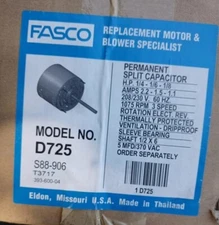 Fasco D725 5.6" 1/4-1/8 HP 230V 60HZ RPM 1075/3SP BLOWER MOTOR D725