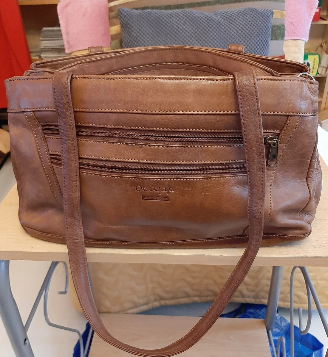 Light brown leather clearance handbag