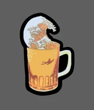 Beer Surfer Sticker Wave Brew Drinking Bar Funny Gift Waterproof NEW
