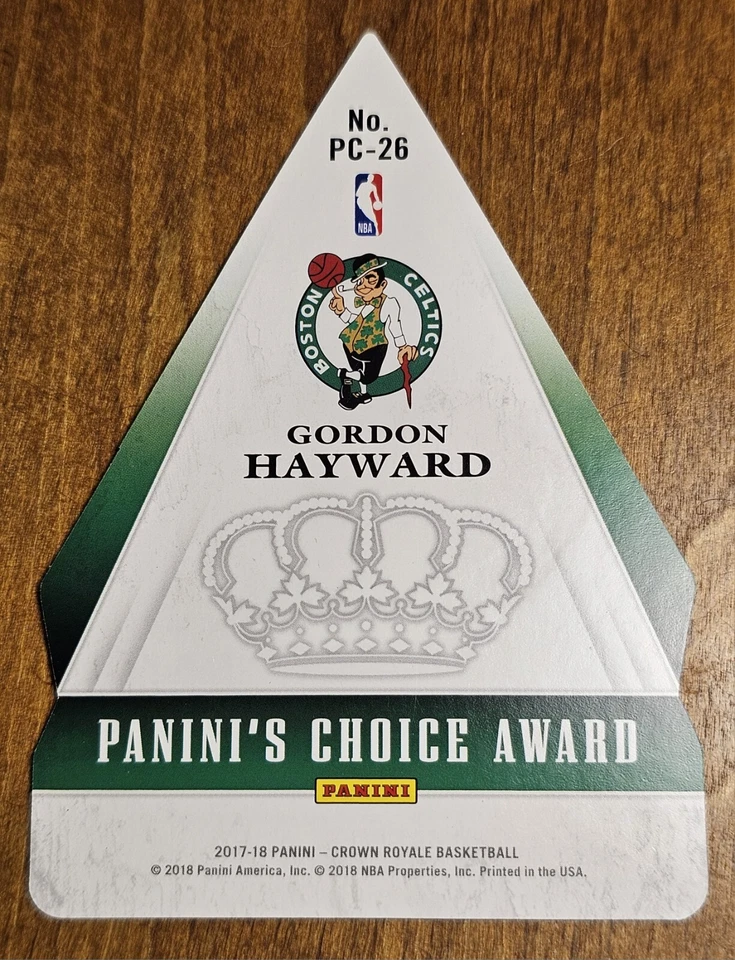 2017-18 Crown Royale #PC-26 Gordon Hayward Panini's Choice Awards Bronze 89/99 - Image 2 of 2