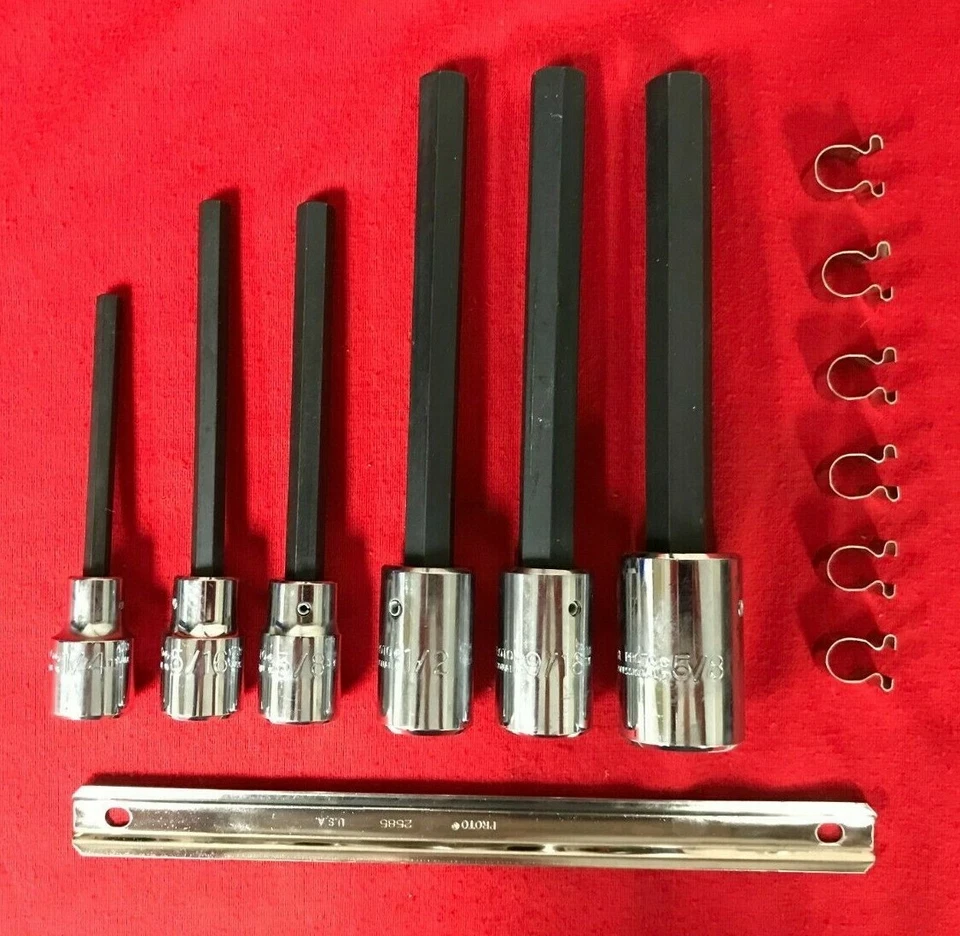 J5441-6XL Proto 1/2" Drive 6 Pc SAE Extra Long Hex Bit Socket Set 1/2" - 9/16" - Image 2 of 4