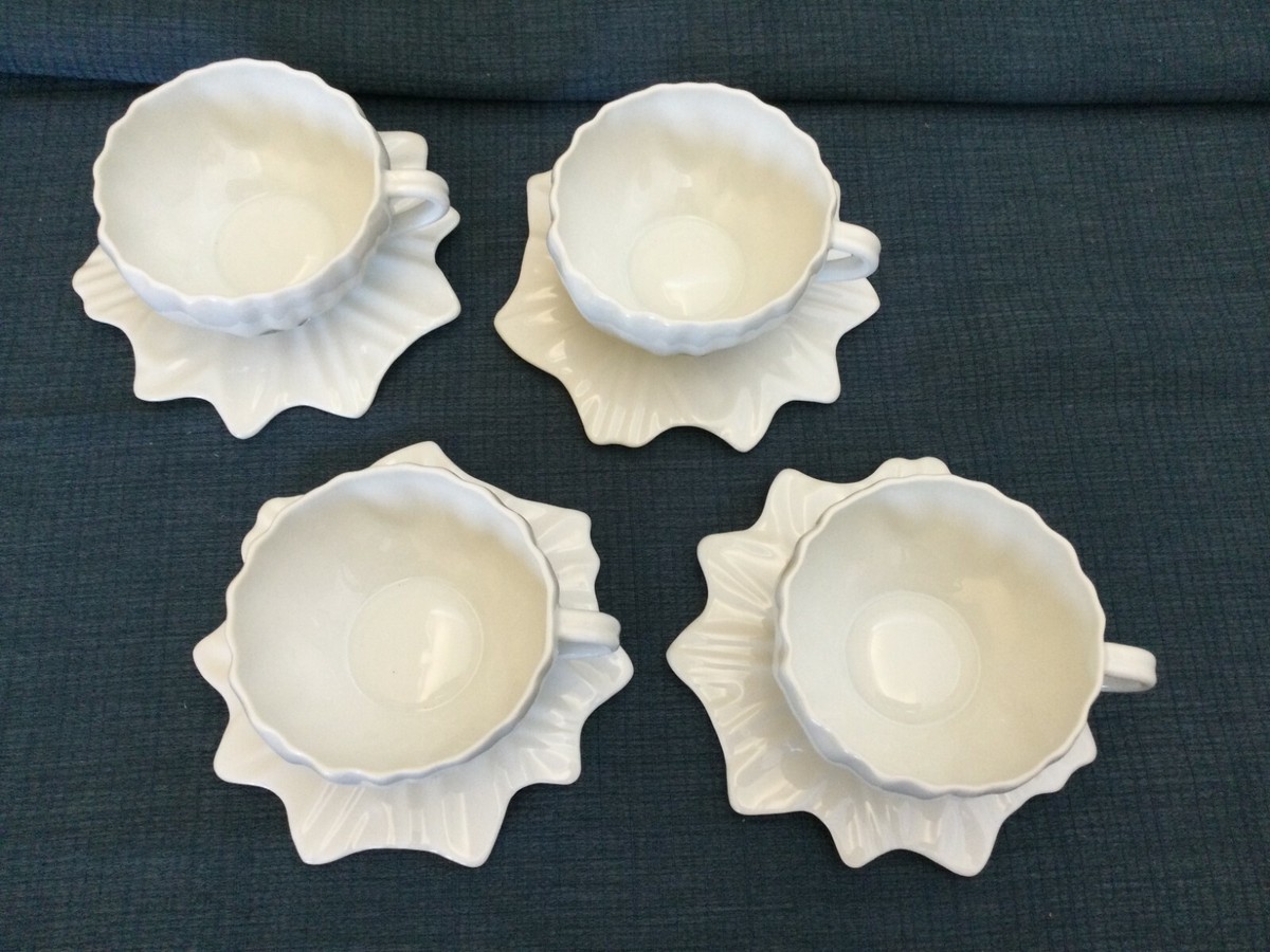 NEW • JACQUES PERGAY Limoges FRANCE • Set of 4 White Porcelain
