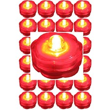 QTY 24 Red LED Submersible Underwater Tea lights TeaLight Flameless US Shipper