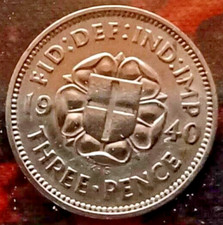 1940 3d 50% Silver George VI Threepence aUNC/EF Sp#4085