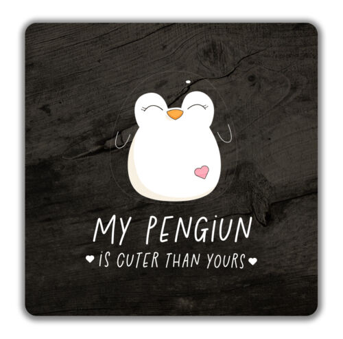 My Penguin Is Cuter Than Yours Untersetzer Geschenk - 9 cm x 9 cm - Bild 1 von 11