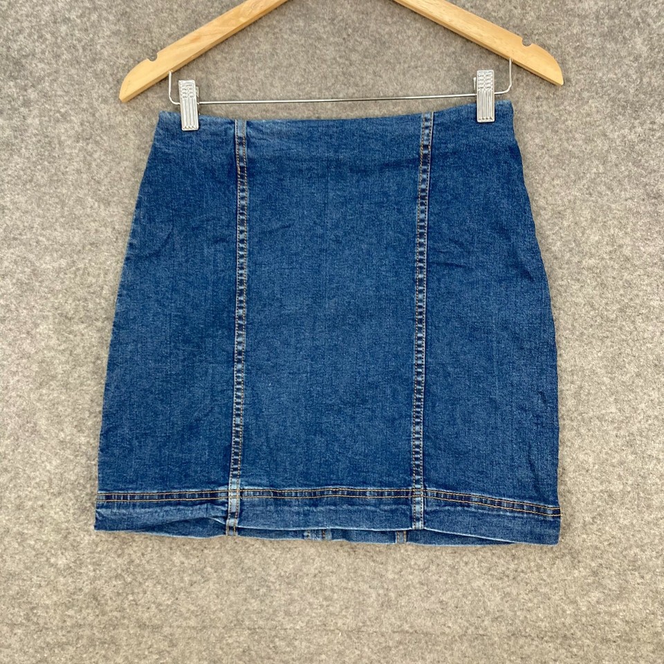 Cotton On Womens Skirt Size 10 Blue A-Line Mini Zip Short Length 1217