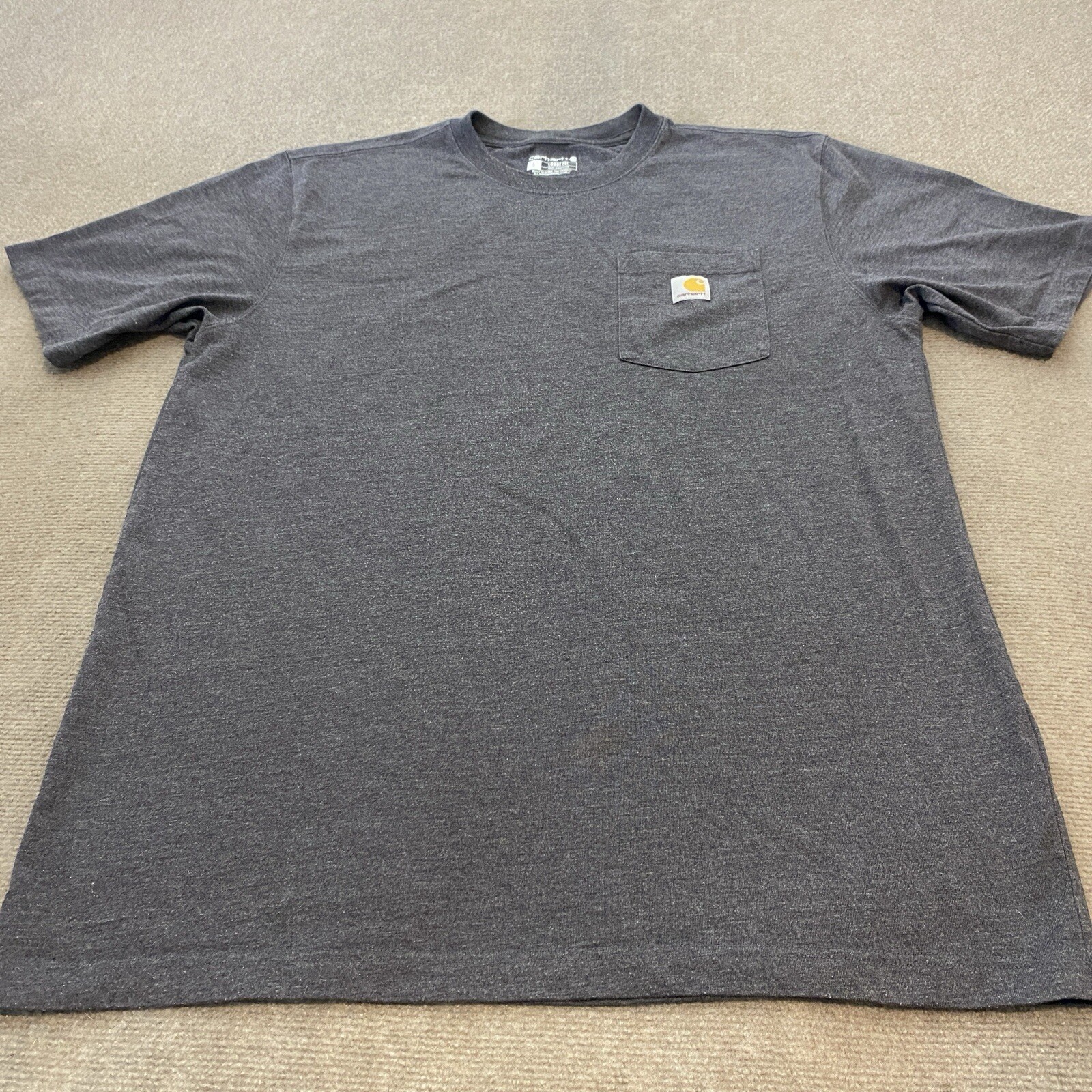 Carhartt K87 Pocket Logo Shirt Mens Large Charcoal Gray Distressed Grunge Style