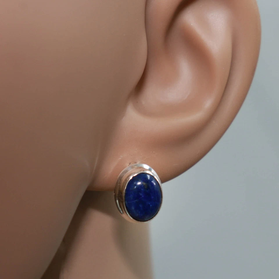 Lapislazzuli Orecchini A Farfalla IN Argento Sterling 925 Blu Cabochon K - Immagine 4 di 4