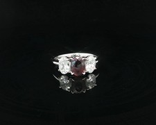 Platinum 2.23ctw AGL Best Color Change Brazil Alexandrite Diamond 3 Oval Ring