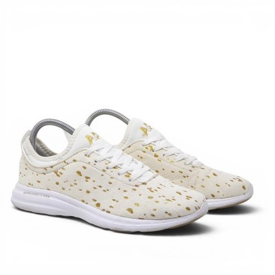 APL Womens Sneakers White Gold Calf Hair Metallic Splatter Phantom W Size 7.5