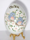 Vintage Blown Milk Glass Easter 4 1/2" Egg - Bluebirds