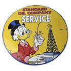 Vintage Standard Gasoline Sign - Gas Oil Pump Plate Porcelain Walt Disney Sign