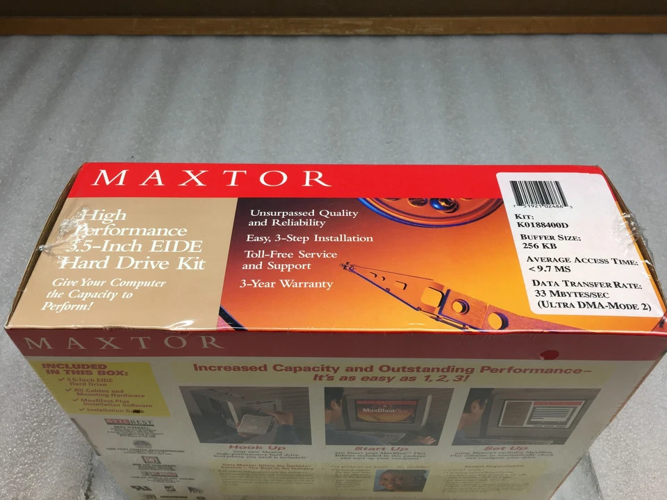 Maxtor  K0188400D Brand New Sealed 3.5 Inch EIDE Hard Drive Kit - Image 3 of 4