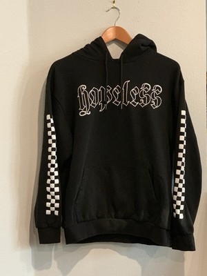 Black Divided H&M Hoodie, Hopeless With Checkered Print, Size medium