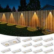 Solar Fence Lights Outdoor Waterproof, 12 Pack Solar Powered Deck Lights with...