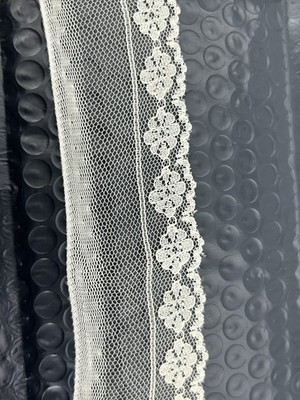 Cream Floral Scalloped Lace Trim 1.5'' Wide Fabric Ribbon 12 Yards