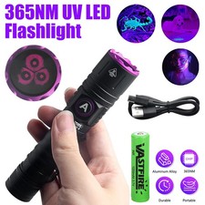 365nm UV Light LED Flashlight Blacklight Inspection Lamp Torch USB Rechargeable