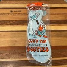 NOS New Vintage Fuzzie Wuzzies Brushed Booties Blue Socks Womens 9-11