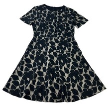 Ann Taylor A-Line Dress Women’s 4 Black Lace Overlay Short Sleeve Lined