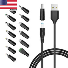 5V Universal DC Power Cable, USB to DC Charging Cord with 13Pcs Adapter Plugs fo