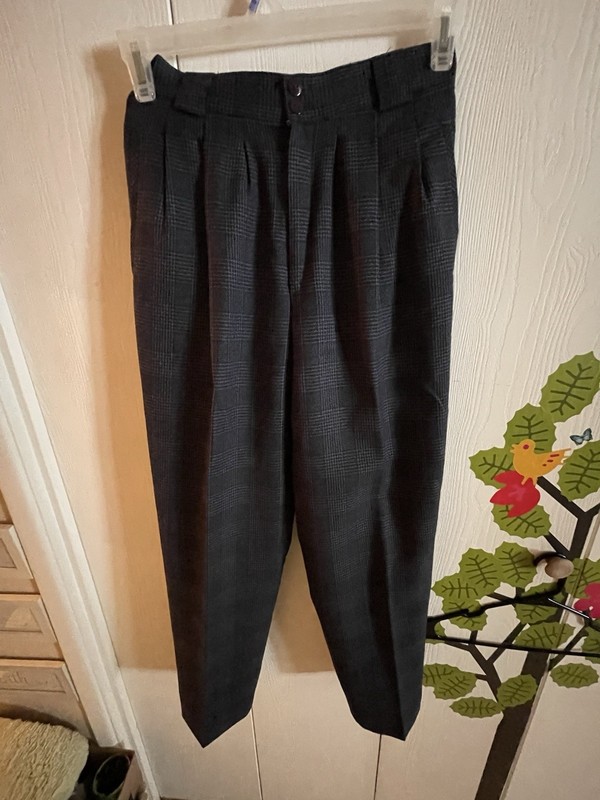 VTG Giorgio Sant Angelo 100% Pure Wool Houndstooth Pleated Trousers Pants Size 8