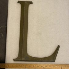 Vintage or Antique Cast Bronze or Brass 16  Letter L Building Marquee Sign