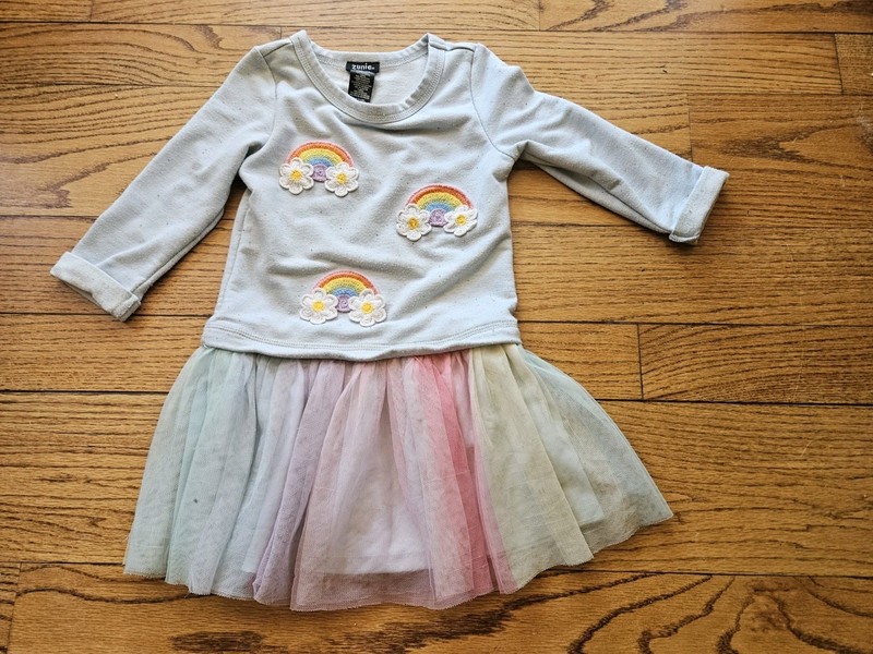 Zunie Rainbow Tulle Dress 4 4T Sweatshirt Toddler Girl