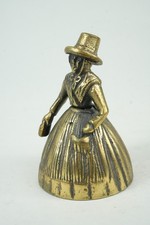 ALTE FIG&Uuml;RLICHE MESSING / BRONZE TISCHGLOCKE - DAME IM KLEID - TOLLER KLANG