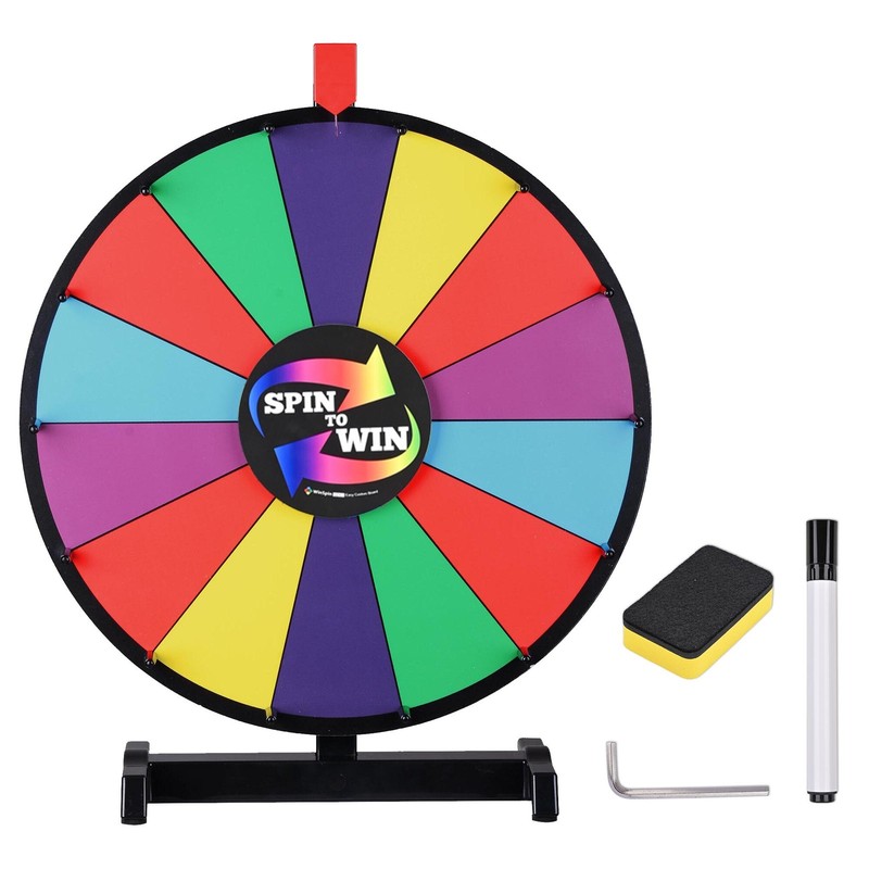 18" Dry Erase Spinning Color Prize Wheel Tabletop Fortune Carnival Game 14 Slots
