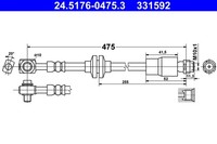 Vorderachse Rechts Ate 24.5176-0475.3 Bremsschlauch FüR Chevrolet,Opel,Vauxhall