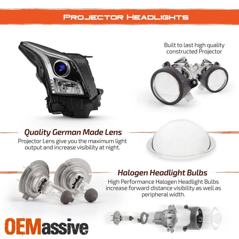 Faros proyectores halógenos cromados izquierda+derecha para Cadillac ATS 2013-2018 sedán Foto 4 de 4