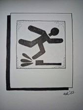 Oryginalna ilustracja atramentowa: Polaroid: 'Blunder 2025' autorstwa Michelle Ranson