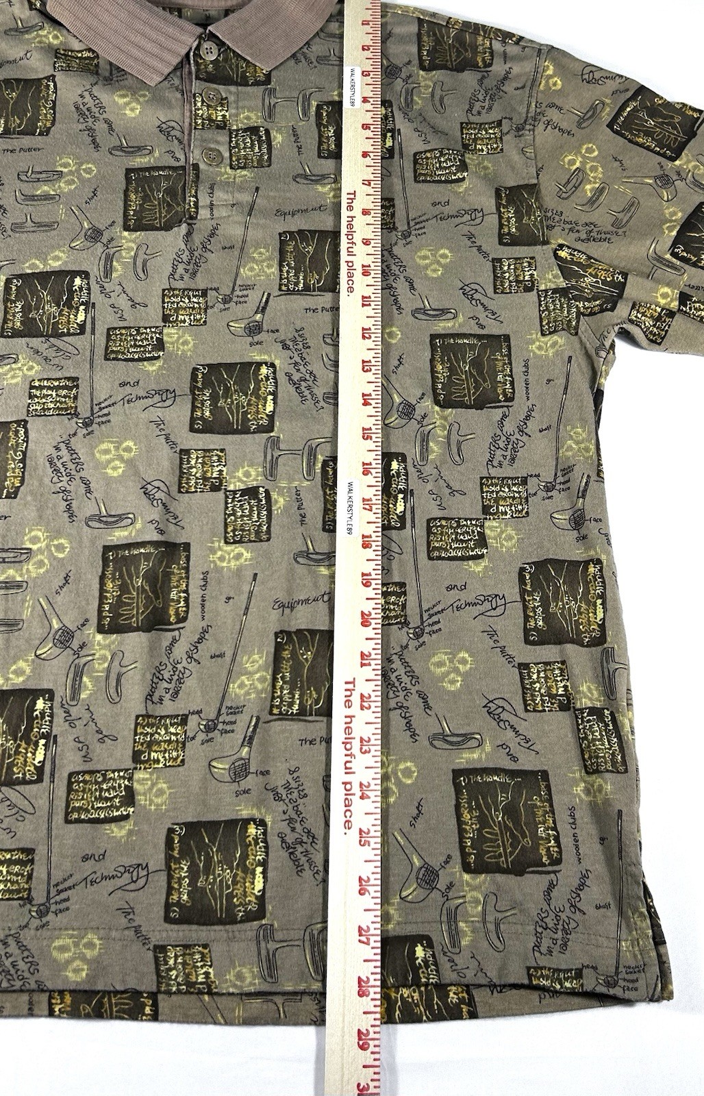 VTG 90s Dockers Golf Men’s L Brown Equipment Tech AOP Short Sleeve Polo Shirt image 6