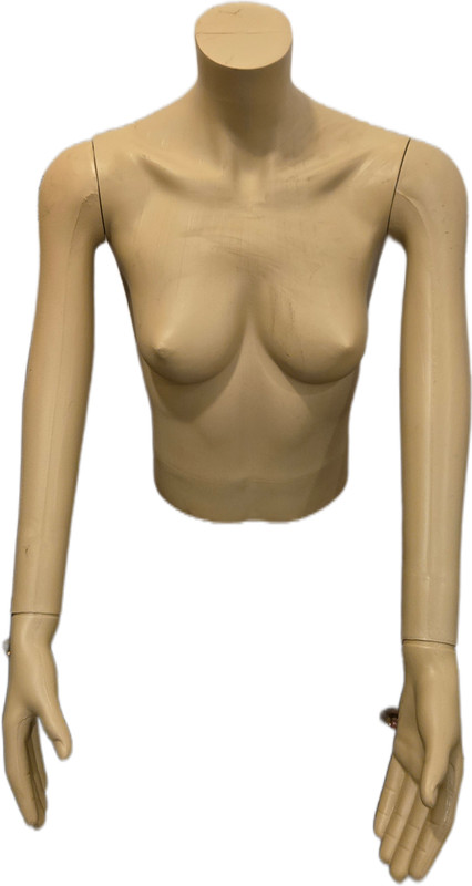 Female Torso Mannequin Form Display, w/arms, heavy duty unbreakable plastic