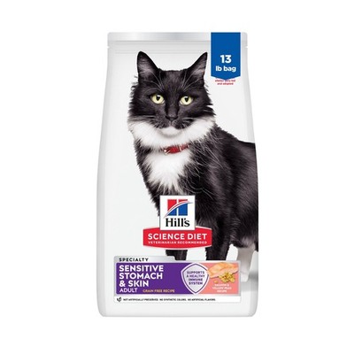 Hill's Science Diet Sensitive Stomach & Skin Cat Food Grain Free Salmon 13 Lb