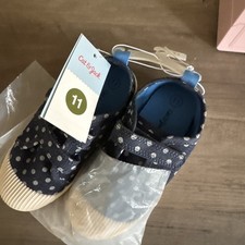 Cat Jack Toddler Navy White Polkadots Print Flat Parker Sneakers Shoes Size 11