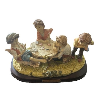 Vintage Da Vinci Collection The Cheats Four Boys Playing Cards Figurine Cheaters