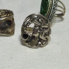 ANTIQUE ART NOUVEAU STERLING SILVER WOMAN MISSING STONE RING LOT of 3--20g