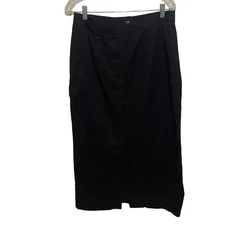 BASLER Horst Basler Midi Skirt Womens Size Medium Navy Cotton Blend Longline