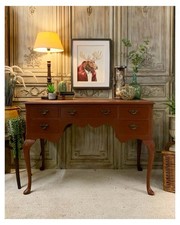 Deep Red Dressing Table Or Desk In Scarlet n Rust By Paint And Paper Library