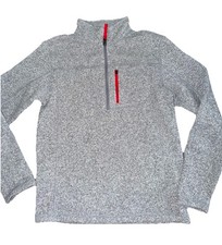 Boys The North Face Fleece 1/4 Zip Pullover Euc XL 18/20 Grey/white With Red