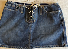Abercrombie Fitch Y2K Blue Denim Lace-Up Mini Skirt w/ Pockets, Size 2