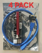 PCI-E 1x to 16x 4 PACK Powered USB3.0 GPU Riser Extender Adapter Card NEW
