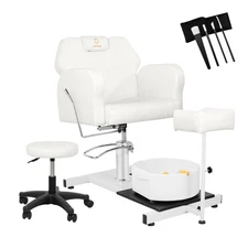 Pedicure Station with Hydraulic Rolling Stool & Foot Bath for Nail Beauty Salon
