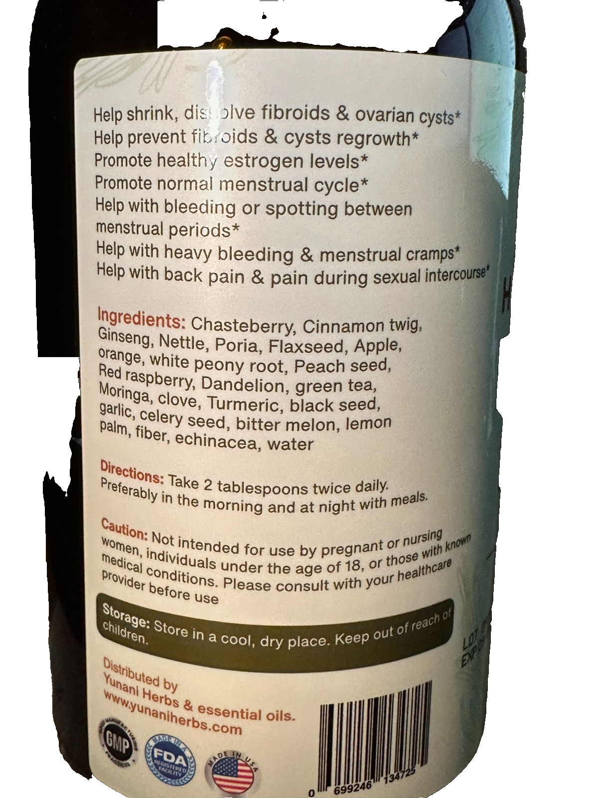 Yunani Herbs Fibroid Bitter Herbal Essence 480ml US Approved Natural ...