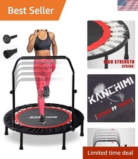 40" 48" Folding Mini Fitness Indoor Exercise Workout Rebounder Trampoline wit...
