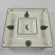 Spode Christmas Tree 12” Square Dip Veggie Fruit Tray Platter Near Mint READ⬇