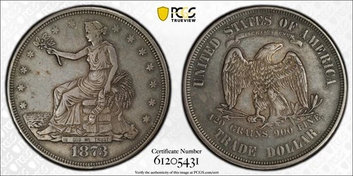 1873 PCGS Graded Problem Free XF45 $1 Silver Trade Dollar