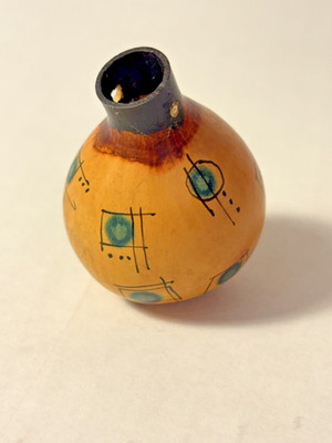 Tiny Hand Painted Gourd 1.75  X 1.75   w/2 Holes To Add String For Hanging